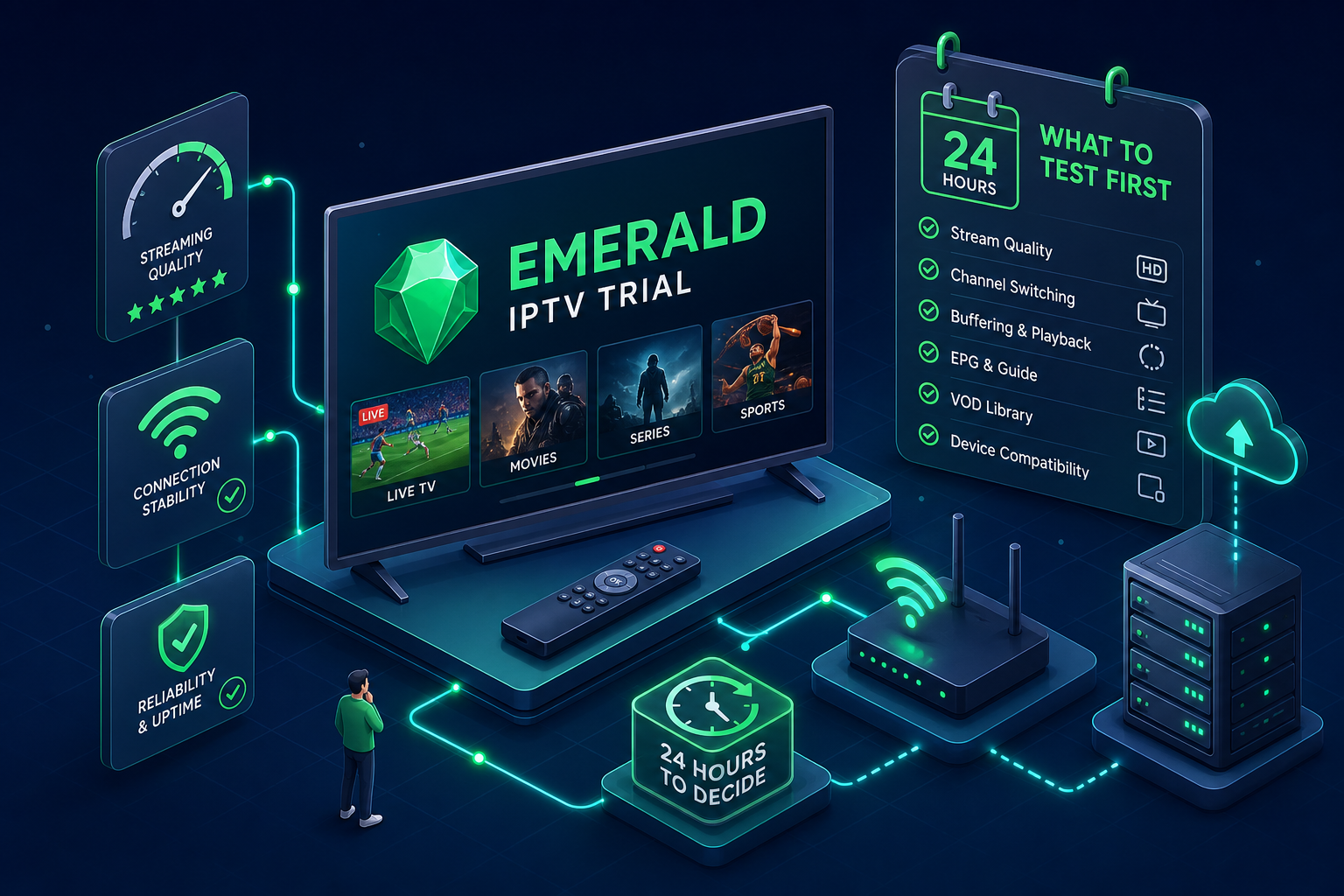 Emerald IPTV Trial Guide: What to Test in 24 Hours | Emerald IPTV Ireland
