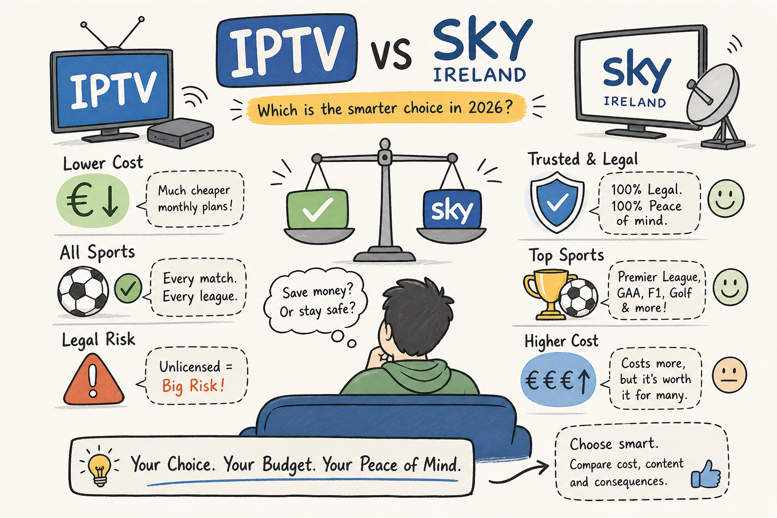 IPTV vs Sky Ireland: Costs, Sports & Legal Risks in 2026 | Emerald IPTV Ireland